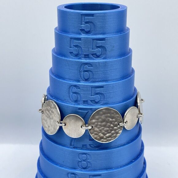 Vintage 925 Sterling Silver Disc Chain Bracelet Toggle Clasp Statement Boho - Picture 5 of 6